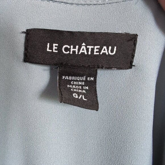 Dusty Blue Le Chateau Blouse Size Large Long Sleeve - Picture 5 of 5